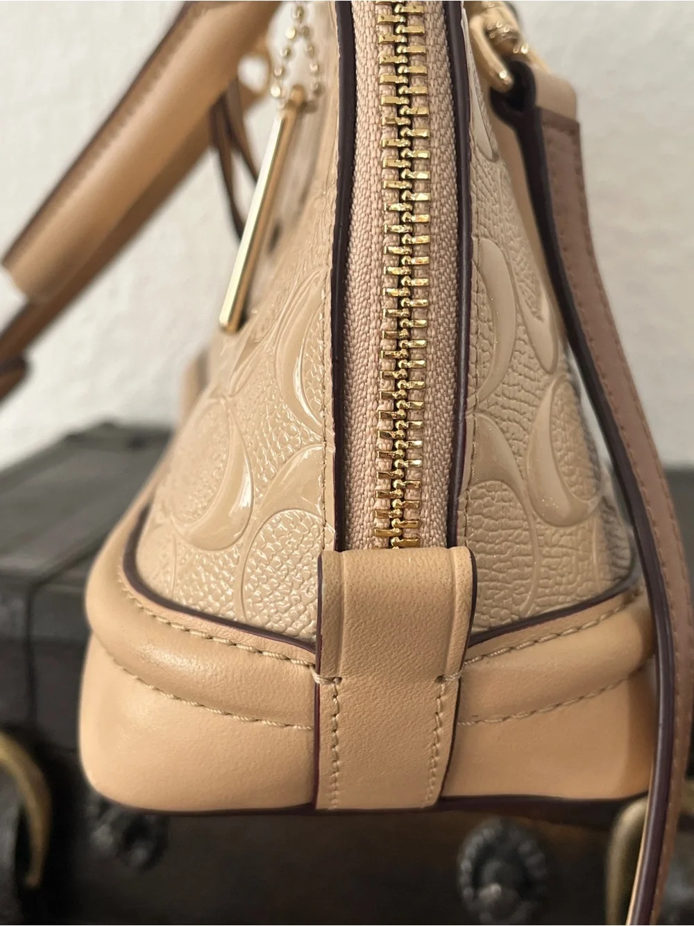 Coach Dome Satchel in Nude Beige Patent Leather